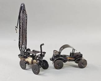 Lot # : 285 - Pair of handcrafted scrap metal vehicle sculptures from Jalisco, Mexico