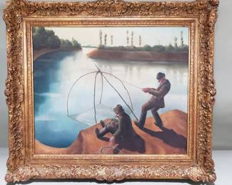 143 Lot 150 Signed Gaydos fishing scene oil on canvas