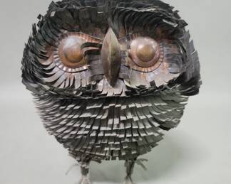 085 Lot 396 Midcentury Modern mixedmetal owl sculpture attributed to Sergio Bustamante
