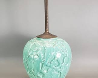 190 Lot 709 Vintage Stanglstyle lovebird pottery table lamp