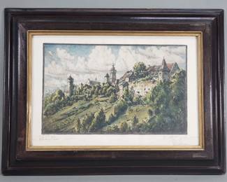 146 Lot 203 Vintage signed hand colored etching