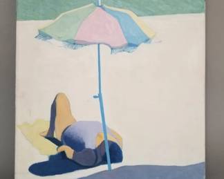 123 Lot 153 David Scott signed oil on canvas, The Fat Woman at Collioure