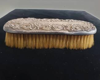 Lot # : 52 - Victorian sterling silver, wood, and bristle brush.