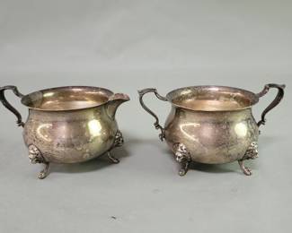 023 Lot 45 Sterling silver creamer and sugar bowl set