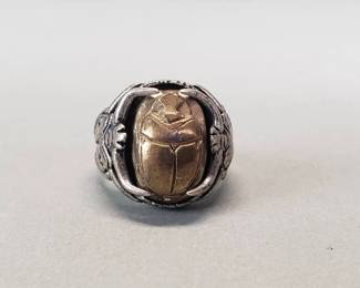 Lot # : 41 - Sterling silver and brass scarab beetle ring