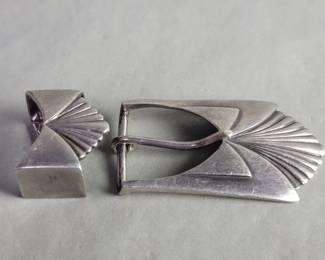 184 Lot 711c M. Tatom signed sterling silver belt buckle set