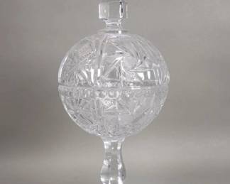 Lot # : 253 - Vintage cut crystal pedestal covered compote