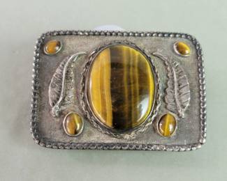 133 Lot 581 Sterling silver and tigers eye belt buckle