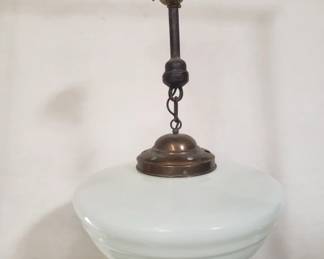 170 Lot 521 Vintage schoolhouse milk glass pendant light fixture