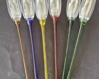 Lot # : 321h - Lot of 6 glass champagne flutes