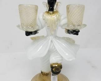 088 Lot 380 Vintage Venetian Blackamoor figural glass candle holder