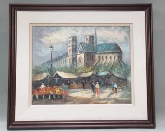 150 Lot 232 Signed Impressioniststyle Parisian street scene oil on canvas
