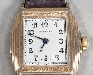 Lot # : 70 - Vintage Waltham wristwatch with Art Deco-style 10k gold filled case