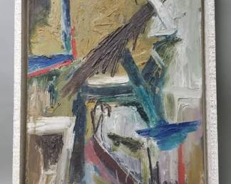 Lot # : 714 - Signed and dated abstract oil painting 1965