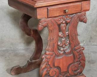 Lot # : 245 - Vintage carved walnut side table