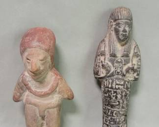 Lot # : 94 - Egyptian terracotta figure, Pre-Columbian-style terracotta figure.