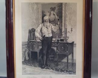 109 Lot 249 Antique signed etching A Glass of Wine