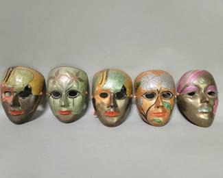 Lot # : 300 - Collection of vintage brass wall masks
