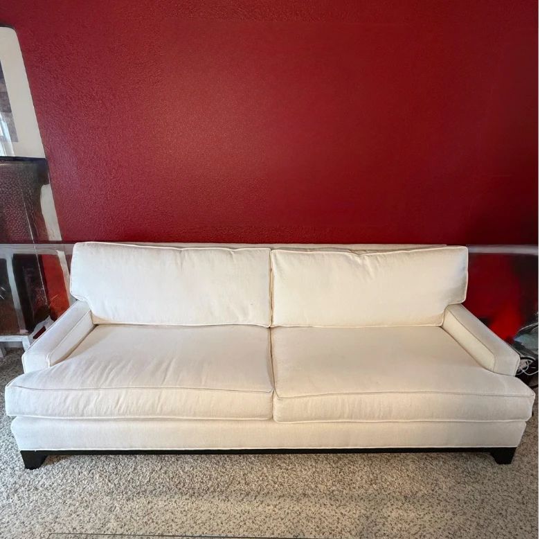 Pottery Barn Down-Wrapped Sofa | Large Designer Living Room Couch | Estate Auction Furniture | Upholstered Seating