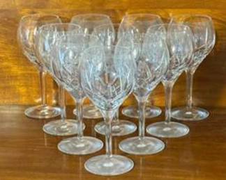 Lot #138 Set of 10 Waterford Lismore Balloon Wine Glasses | Irish Cut Crystal Stemware Collection