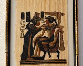 Lot #132 Framed Egyptian Papyrus Art Collection | Ancient Egypt Themed Wall Décor Grouping