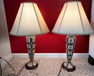 Lot #103 Pair of Decorative Table Lamps with Shades | Matching Accent Lamps | Living Room & Bedroom Lighting | Estate Auction
