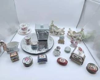 Lot #237 Vintage Trinket Box & Vanity Collection | Porcelain, Decorative Keepsake Boxes & Fine Accessories