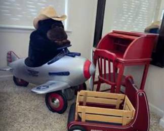 Lot #220 Planes, Trains & Monkeys! The Ultimate Kid at Heart Collection Radio Flyer U.S.A.F. Airplane Pedal Car