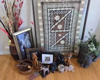 Lot #260 Eclectic Home Décor Collection | Framed Art, Decorative Sculptures, Vases, Planters & Accent Accessories