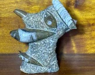Lot #119 Orthoceras Fossil Sculpture Display | Polished Fossil Cephalopod Specimen in Natural Stone Matrix