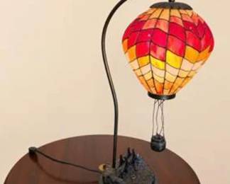 Lot #216 Stained Glass Style Hot Air Balloon Table Lamp – Whimsical Accent Lighting & Decor