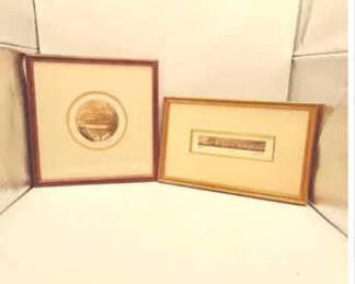 Lot #33 Signed Original Etchings by Richard Steiner – Framed Limited Edition Landscape Art Pair