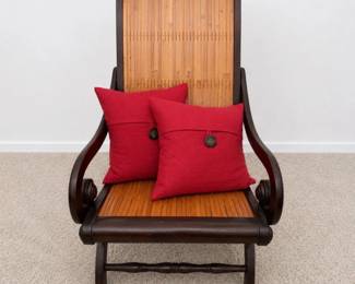 Lot #5 Asian-Inspired Bamboo Lounge Chair with Accent Pillows | Tropical Resort Style Furniture | Coastal, Boho & Island Décor