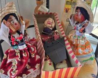 Lot #183 Vintage Howdy Doody Marionette & Mexican Folk Art Puppet Collection | Peter Puppet Playthings & Handcrafted Marionette