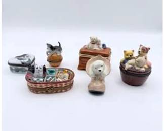 Lot #239 Hand-Painted Limoges France Trinket Box Collection | Chabrat Porcelain Animal Figurines & Keepsakes