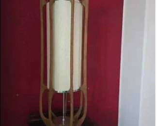 Lot #235 Mid-Century Modern Table Lamp | Atomic Era Walnut & Fiberglass Shade Lamp | 36" Tall