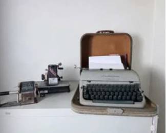 Lot #46 Vintage Portable Typewriter with Case & Office Accessories – Mid-Century Writing Machine Desk Décor