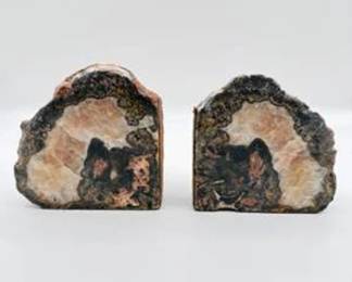 Lot #38 Natural Geode Bookends – Polished Crystal Stone Bookends, Decorative Mineral Specimens