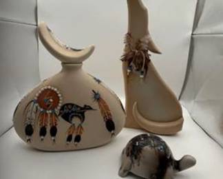 Lot #22 Betty Selby Southwestern Ceramic Decanter with Decorative Coyote & Turtle Figures