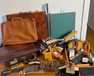 Lot #46 Vintage Portable Typewriter with Case & Office Accessories – Mid-Century Writing Machine Desk Décor Lot #46 Vintage Portable Typewriter with Case & Office Accessories – Mid-Century Writing Machine Desk Décor Time left: 7d, 23h, 54m Wednesday 7:46 PM $5.00 0 bids Lot #47 Vintage Office & Drafting Tool Collection – Briefcases, Calculators, Stamps, Paper Cutters & Desk Accessories Lot #47 Vintage Office & Drafting Tool Collection – Briefcases, Calculators, Stamps, Paper Cutters & Desk Accessories