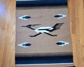 Lot #246 Southwestern Wall Hanging Rug | Roadrunner Design Textile | 39" x 30"