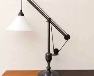 Lot #53 Industrial Adjustable Architect Desk Lamp – Swing Arm Task Light with Frosted Glass Shade