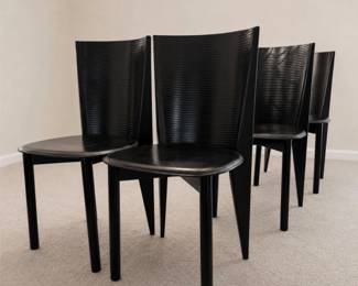 ot #9 Set of 6 Italian Calligaris Dining Chairs | Made in Italy Modern Designer Seating | Contemporary Black Dining Room Furnit