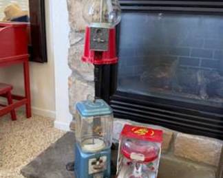 Lot #200 Vintage Gumball Machine Collection – Cast Iron Candy Dispenser, Pedestal Gumball Machine & Jelly Belly Dispenser