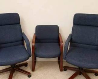 Lot #56 Executive Office Chair Set – High Back Swivel Chairs & Matching Guest Chair with Wood Accents