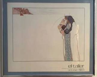 Lot #31 Amado Peña "Coming Home" Lithograph – 1983 El Taller Framed Southwestern Native American Art Print