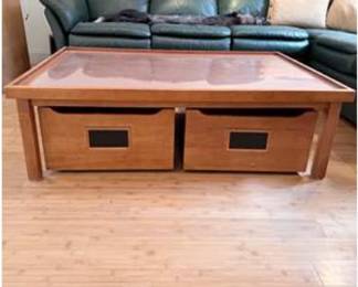 Lot #13 Mission Style Wood Coffee Table with Hidden Storage Bins | Craftsman Cocktail Table | Living Room Furniture