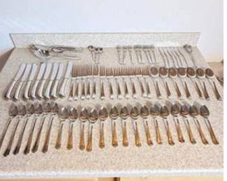 Lot #156 Vintage Flatware Collection with Accent Handles | Service for 12+ & Serving Pieces