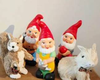Lot #276 Whimsical Garden Gnome & Animal Figurine Collection | Outdoor Yard Art & Cottage Garden Décor