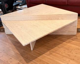 Lot #10 Modern Geometric Stone Coffee Table | Two-Piece Modular Cocktail Table | Contemporary Statement Furniture